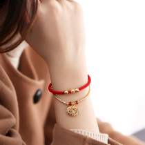 Red rope bracelet female life year of the Ox transfer beads Bell hand rope woven rope couple friend friend birthday gift