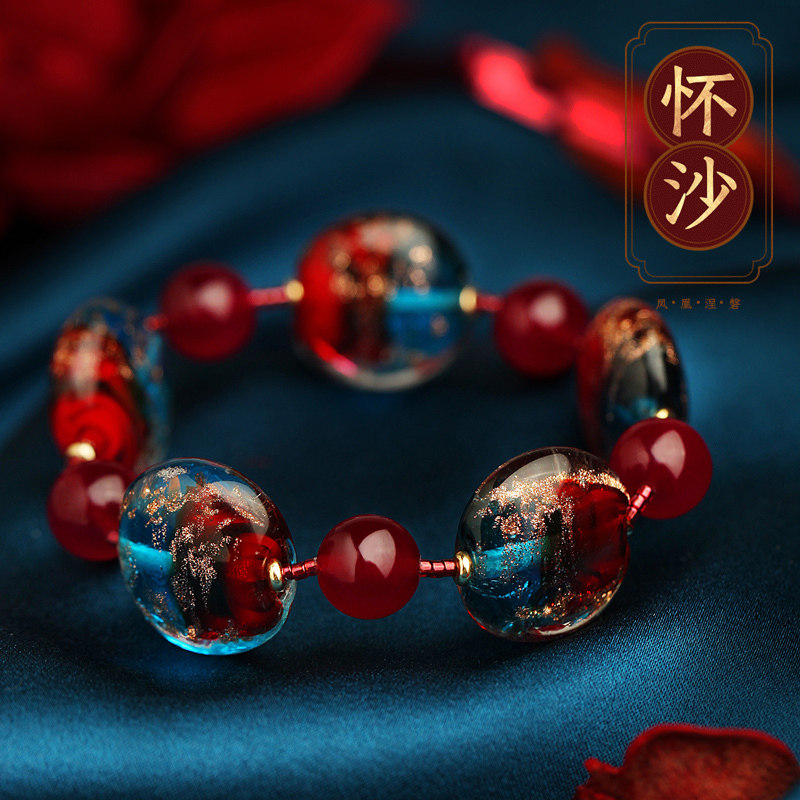 Phoenix Niewpan Handmade Female Niche Design Bestie Hand Decorated Crystal Ethnic Wind Retro Gold Sandy Glazed Superior Hand Strings