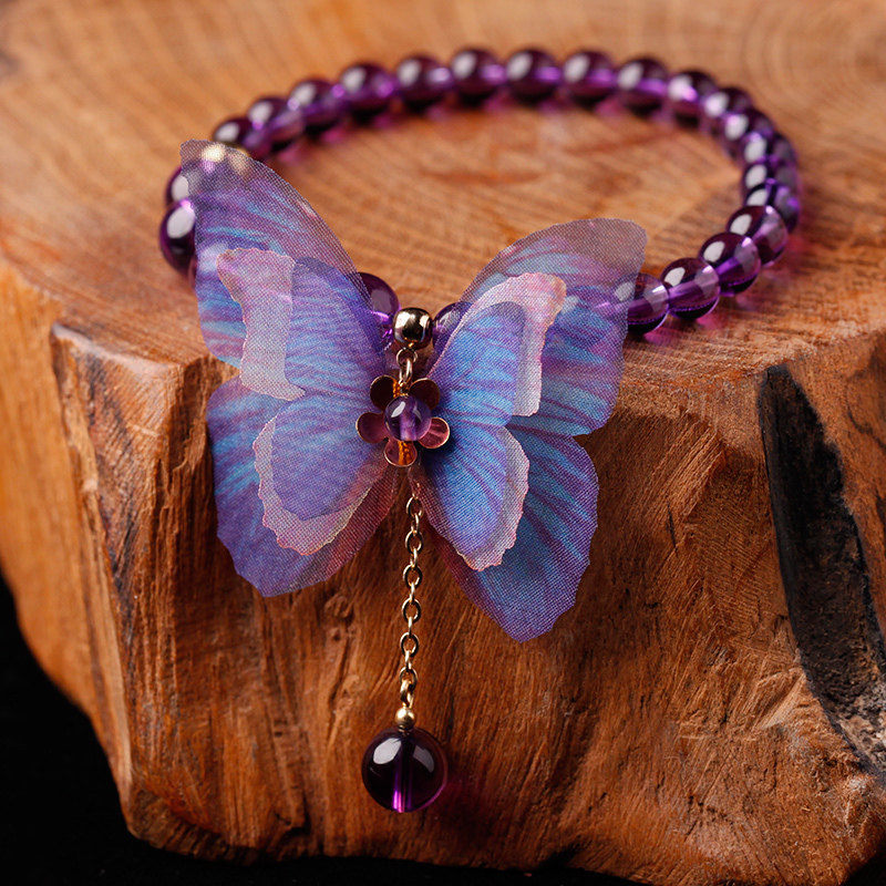 Phoenix Nipan Original Butterfly Series Handstring Temperament 100 Hitch Fairy Amethyst Butterfly Fluor and Feminine