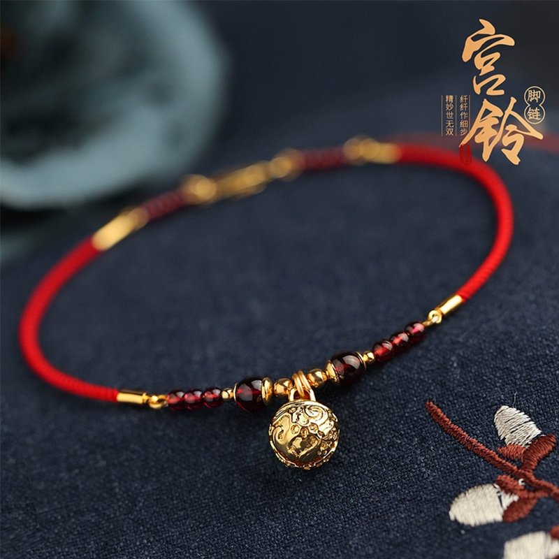 Phoenix Nirvana anklet female bell ancient wind palace bell red rope transfer bead anklet rope weave anklet children's sexy