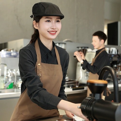 Западная кафе, официантка, рабочая одежда, женские рубашки для общественного питания, магазин горячих горшков, магазин выпечки, чая с молоком, тортов, осень и зима, с длинными рукавами