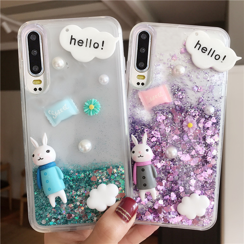 可愛 兔子 流沙軟殼 蘋果 iPhone 7/ i8 Plus i11 流沙 手機殼 iPhone全型號 防摔矽膠 軟殼