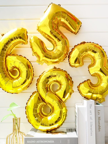 16 -кидовое золотое письмо сгущенное алюминиевое пленка цифровой матерский свадебный номер с днем ​​рождения