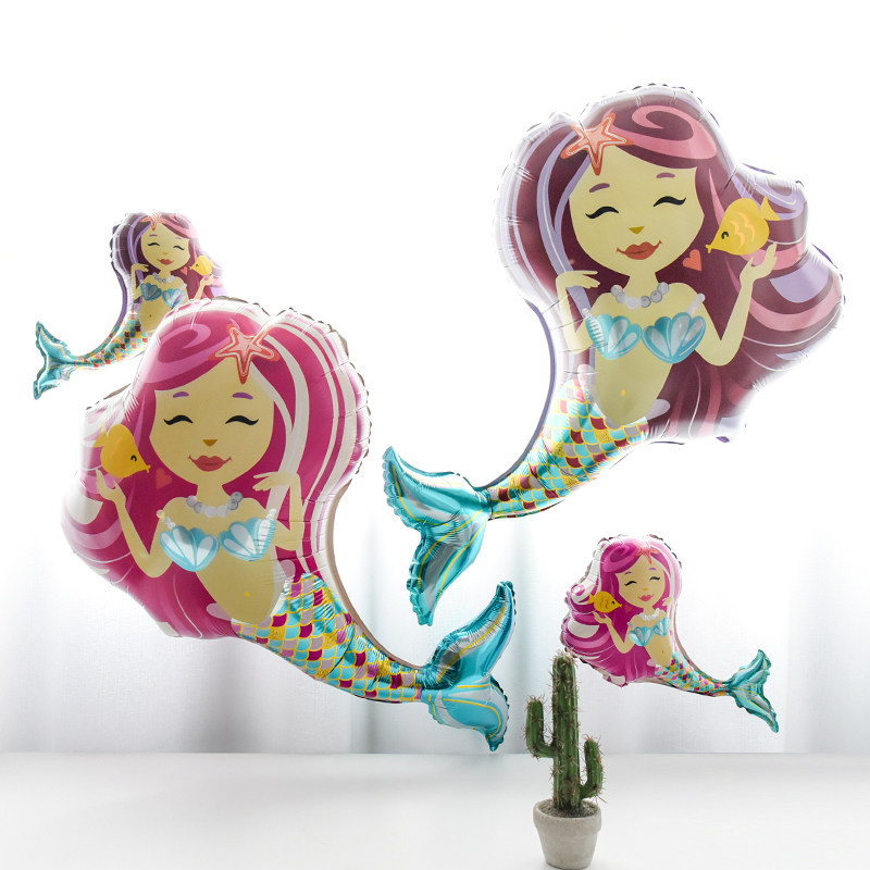 Romantic confession balloon Ocean mermaid aluminum foil balloon Birthday 100 days background wall surprise decoration proposal confession