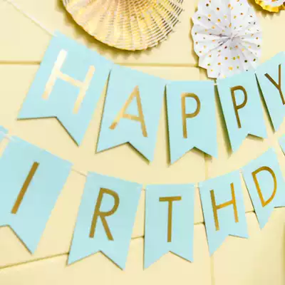 Fish tail flag HAPPY BIRTHDAY children's BIRTHDAY baby Hundred Day banquet wedding room decoration wallpaper fan