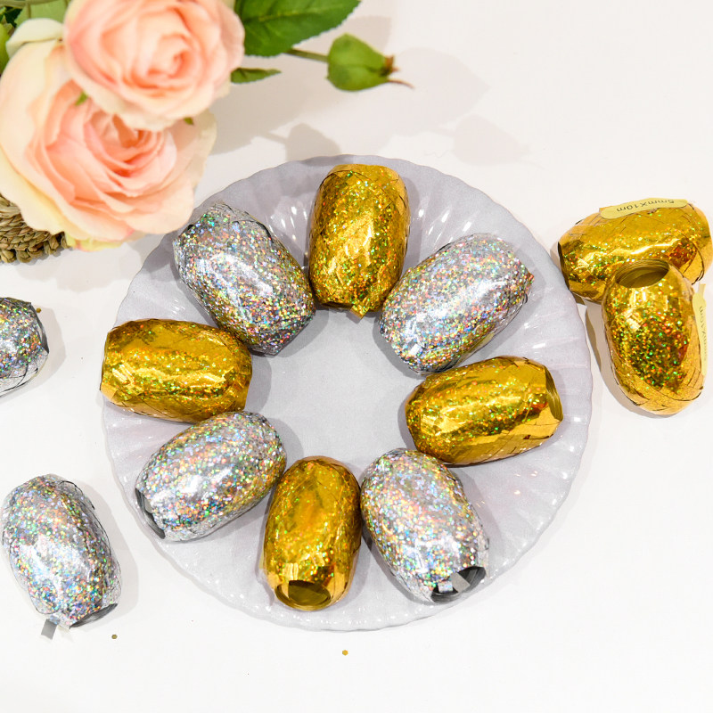 Ribbon colored strips silver-colored laser wire with zrope birthday party decoration tied rope wedding wedding wedding house Zair balloon rope