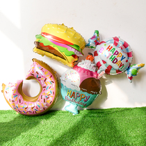 Baby 100 days old Decorative Donut Ice Cream Candy Series Aluminum Film Balloon Birthday Party Scene Arrangement