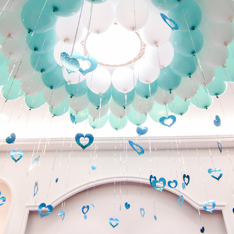 Sub-Light Balloon Wedding House Decoration Birthday Party Arrangement Romantic Heart-shaped Decorative Pentagram Rain Silk Pendant Package-Taobao
