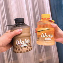 Large capacity mini water cup female student cute creative portable milk tea bucket with handle male summer plastic