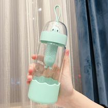 Cute cartoon glass glass with tea-separated female students portable rope heat-resistant mens Tea Cup creative cute fun
