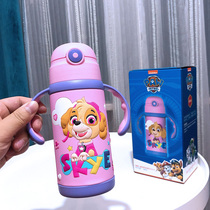 Wangwang team Childrens warm cup men and women portable with straw kindergarten students 316 stainless steel cross water bottle