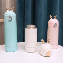 Harajuku ins wind creative girl heart Cute cartoon mini small deer thermos cup Male and female students portable water cup