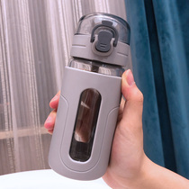 Creative plastic glass double-layer Cup female student portable rope heat-resistant summer glass water Cup mens simple drop-resistant cup