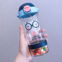 Food grade water Cup Korean cartoon strap Cup cute female children Primary School students portable fall-proof summer space Cup