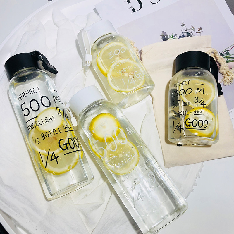 Simple fresh portable Korean version cute mug Creative male and female students Heat-resistant glass Handy water cup