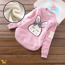 Girls autumn and winter clothing sweater jacket Three 4 4 3 5 6 6 7 7 8 ten-year-old Primary school pupils Girls plus velvet-knitted sweatshirt