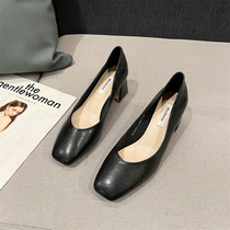 WUXIE fashion temperament thick heels high-heeled shallow two-purpose work order shoes