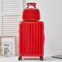 Wedding accompanied suitcase primary-secondary box red tie-box press wedding with password box female bride dowry pair