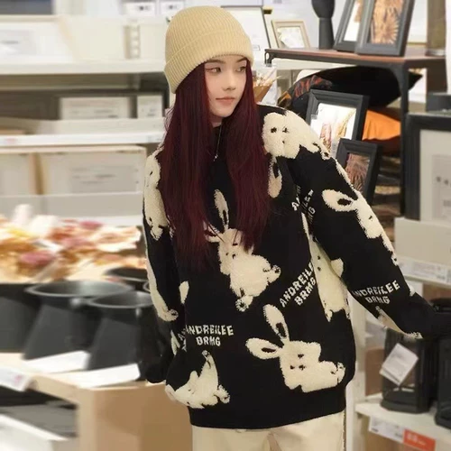 Очень большой красный оберег на день рождения, демисезонный свитер, праздничнная трикотажная парная одежда для влюбленных, большой размер, год кролика