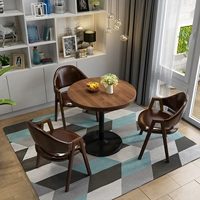 1 Круглый стол грецкого ореха + 3 коричневого масла -восковой кожи [№ 14 универсальный]