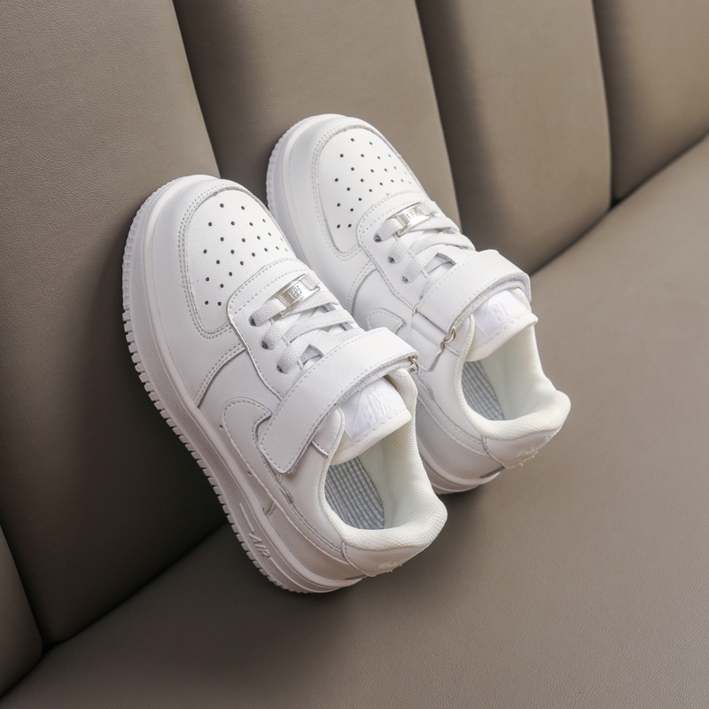 Outlet Discount Genuine Leather Children's White Sneakers, Spring School Performance Shoes, Soft-Soled Boys' Sneakers, Breathable Casual Shoes for Girls