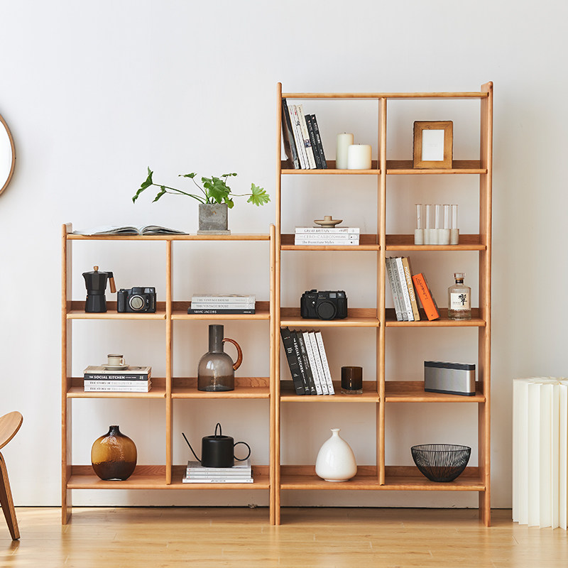 Cherry wood Nordic bookshelf real bay window Japanese side cabinets easy to light luxury simple storage floor to store creative furniture