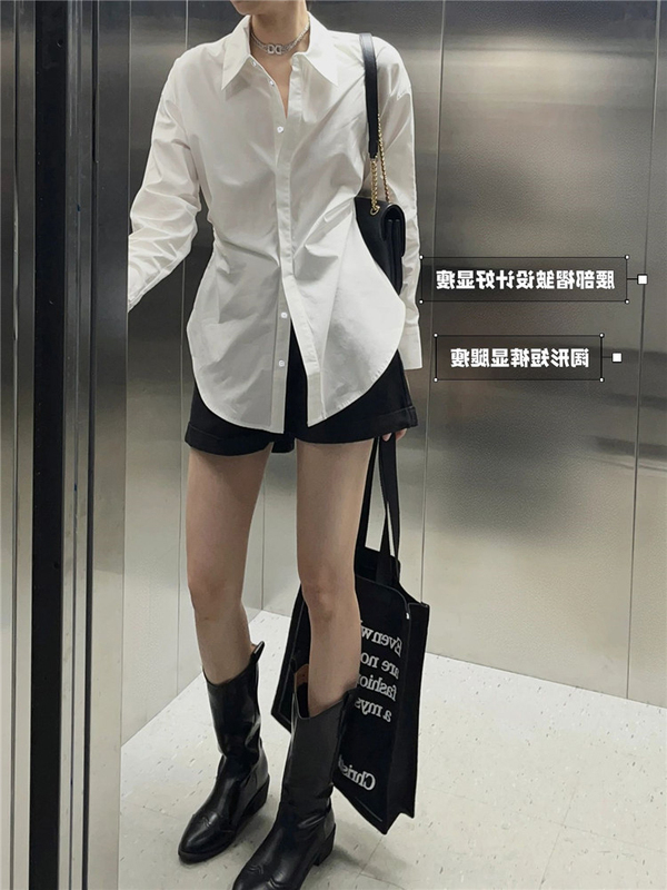 French-Style High-End Three-Dimensional Waist-Cinching Design, Niche Slimming Pointed Collar Shirt, Salt-Style Elegant Long-Sleeve Top Blouse