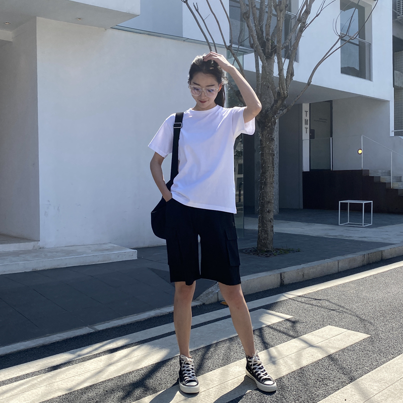 2022 summer new white T-shirt women's short-sleeved loose Korean version solid color basic model all-match round neck clean half sleeve