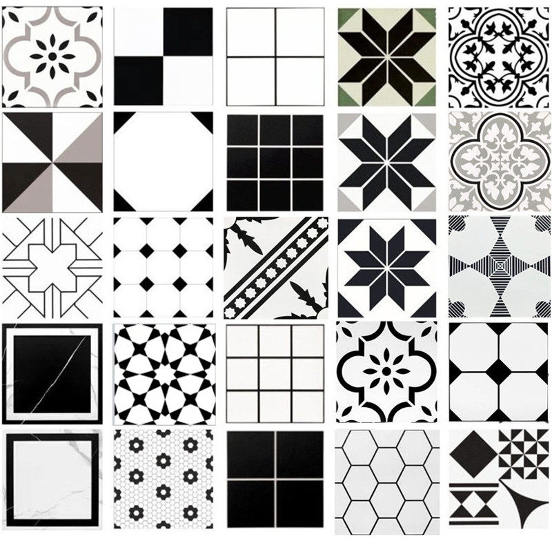 Nordic Style Black & White Geometric Flowers Brick Kitchen Makeup Room Floor Tiles Dining Room Wall Brick Background Wall Flower Sheet 300