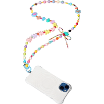 Fairys pocket creative colorful mobile phone case beaded hanging chain womens 2024 new ins style anti-lost diagonal cross-body pendant