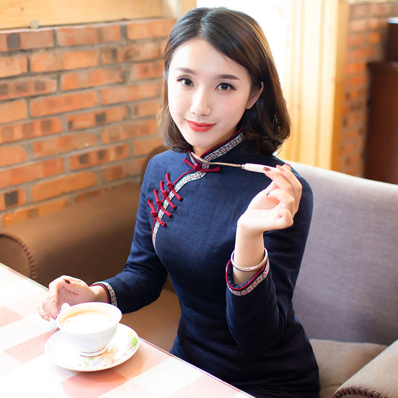 Junya winter cotton cheongsam improved small thickened warm Tang suit cotton-padded coat buckle Chinese style women's clothing