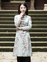 Yanya cheongsam winter thick Womens Tang dress thick medium-length split Chinese tea service national style retro womens clothing