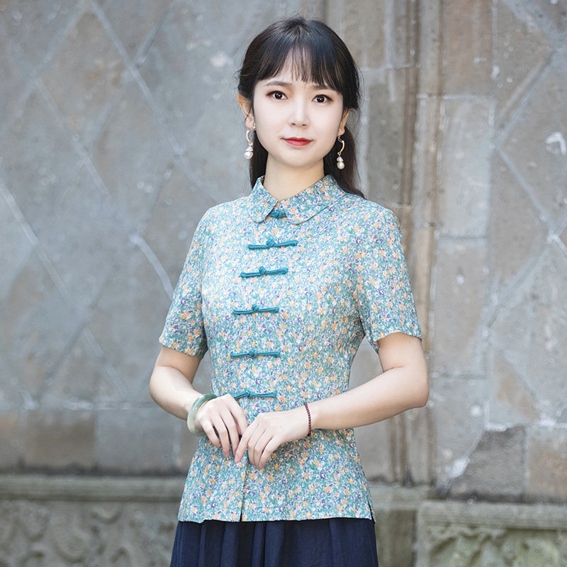 Junya Tang Dress Women's Dress Chinese Wind Improvement Qipao Blouse Blouse Summer 2022 New Body Slim Short Sleeve Tea Suit 