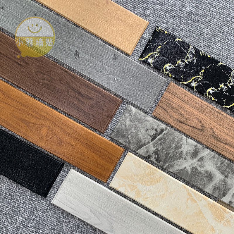 Self-adhesive skirting line with adhesive wood grain three-dimensional wall sticker white waistline waterproof black foam 3D three-dimensional sticker strip