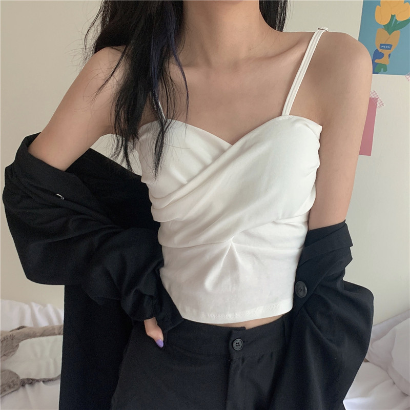 Sexy and careful machine with bottoming small camisole women's summer all-match outer wear short sleeveless top with chest pad
