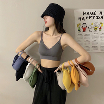 V-Neck Cross sling with beautiful back wrapped chest chest chest pad without steel ring underwear Korean version of anti-slip chest vest