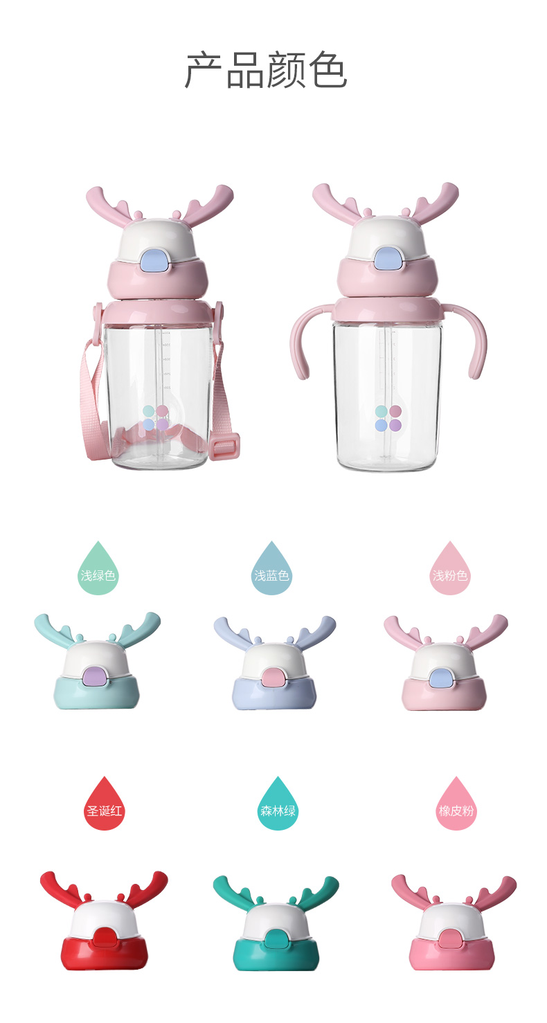 face Tritan材质儿童水杯防摔带手柄水杯 450ml 图2