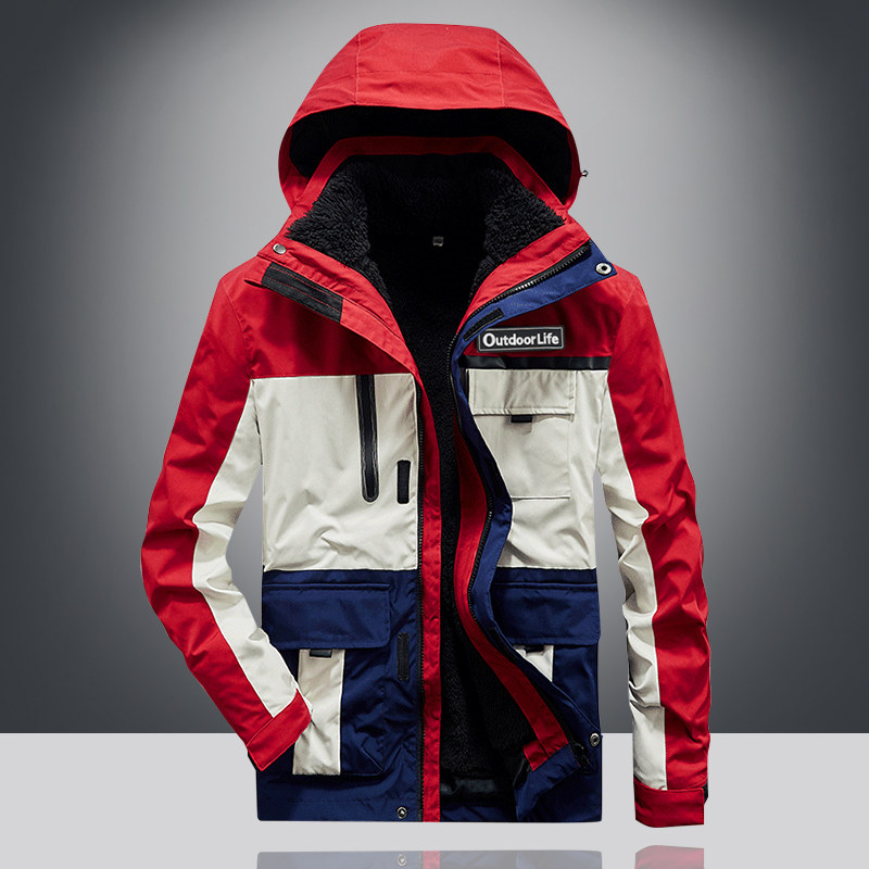 Outdoor storm jacket men's three-in-one detachable windproof waterproof plus velvet brand autumn and winter cold jacket jacket women's customization