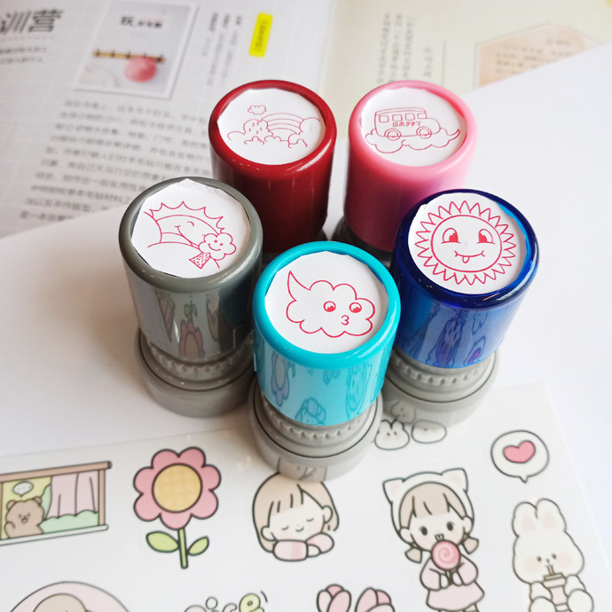 Baby children's kindergarten children's teaching seal weather sun windy rainbow rainy sunny learning seal