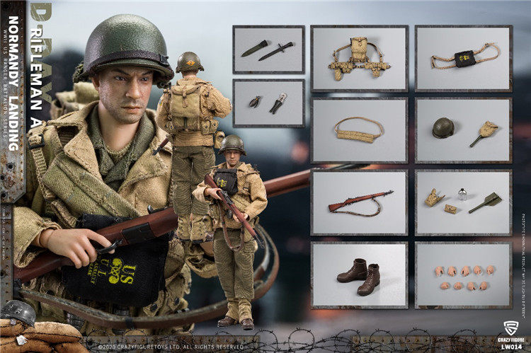 Crazy Figure WWII U.S. Rangers On D-Day Rifleman A 1/12 Action