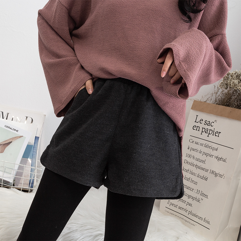 Large size women's clothing 2020 autumn and winter new fat sister wide-leg shorts casual plush gats up for women pants 200 catties