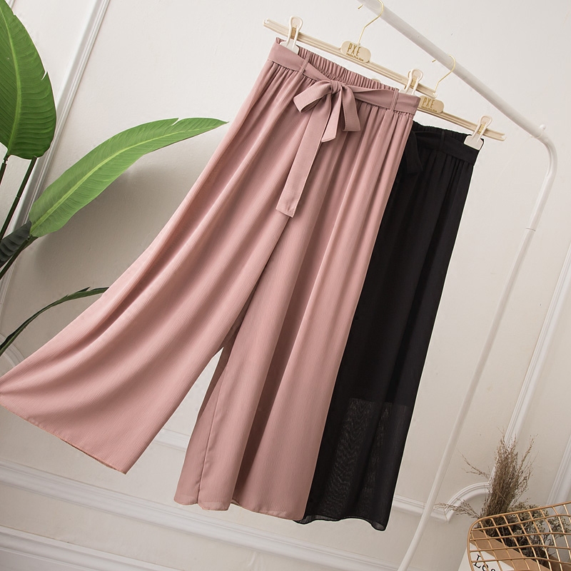 Summer new 200 catty large size women's pants Fat sister loose Lean Snow Spinning Pumping Rope High Waist Wide Pants 90% Pants