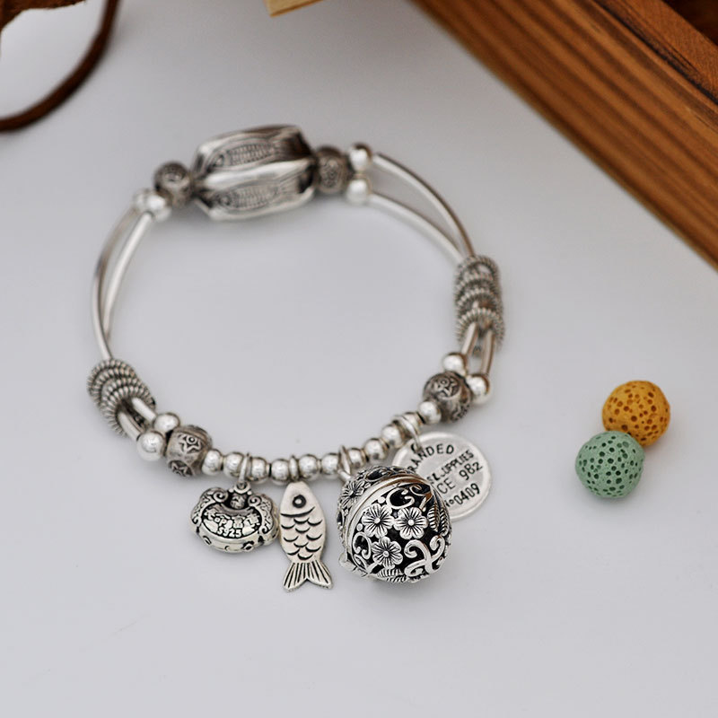Original Cambrian Period Style Bracelet, All Sterling Silver S925, Best Friend Zhou Yutong Tang Yin, Ancient Style Women's Perfume Essential Oil