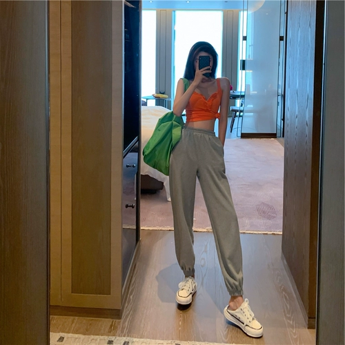 Демисезонные приталенные спортивные штаны, высокая талия