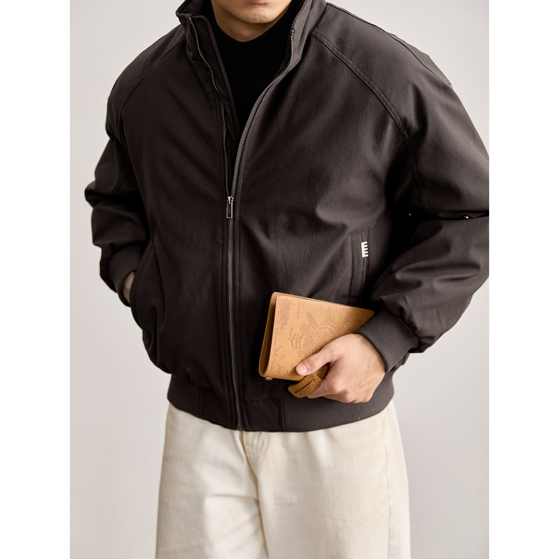 Luud Outdoor Casual Windproof Warm White Duck down Jacket with Metal Stitching Decoration Stand Collar down Jacket for Men