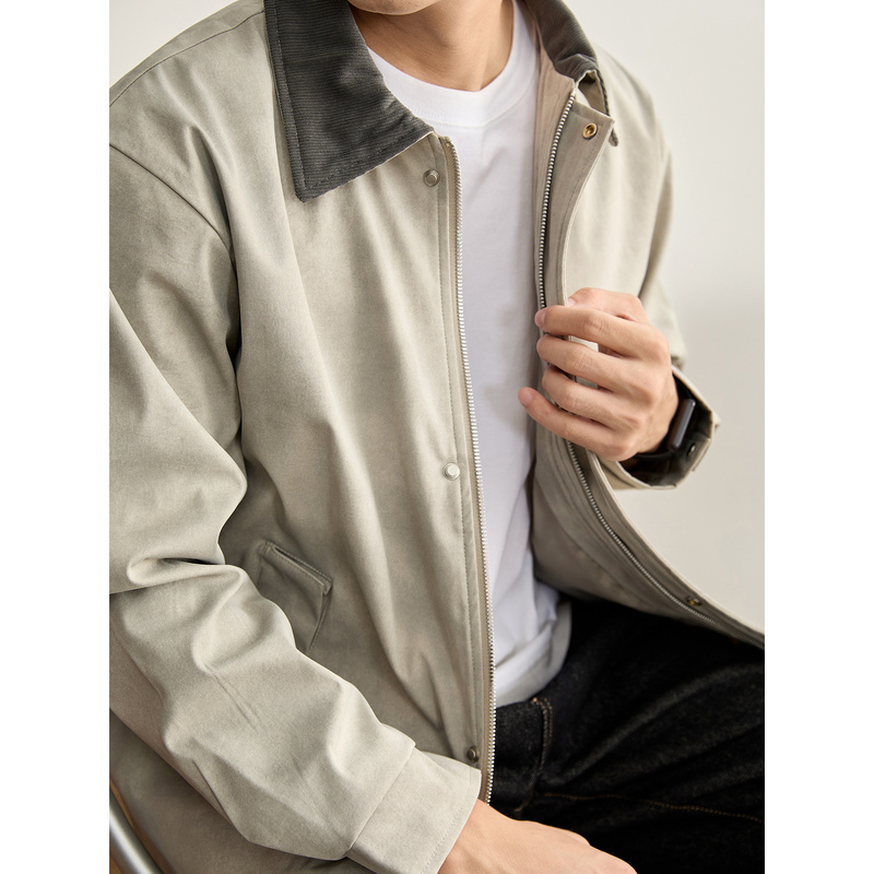 Luud Urban Simple Style Corduroy Lapel Jacket Men's Washed Gradient Tie-Dye Double-Breasted Windproof Jacket Luud Urban Simple Style Corduroy Lapel Jacket Men's Washed Gradient Tie-Dye Double-Breasted Windproof Jacket