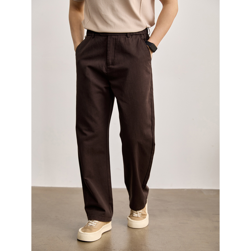 Luud Old Money Style Gentleman Elastic Waist Straight-Leg Pants Men's Spring and Summer Skin-Friendly Lyocell Washed Cotton Drape Casual Pants