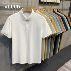 LUUD New Earth Solid Color Lapel Pique Cotton Polo Shirt Men's Slim Fit Versatile Retro Korean Style Polo Shirt