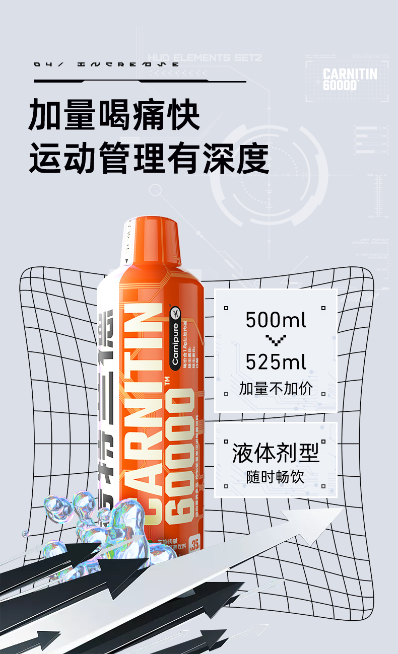 捷克 诺特兰德Nutrend 升级版高纯度液体左旋肉碱6万 525ml*2瓶 图6