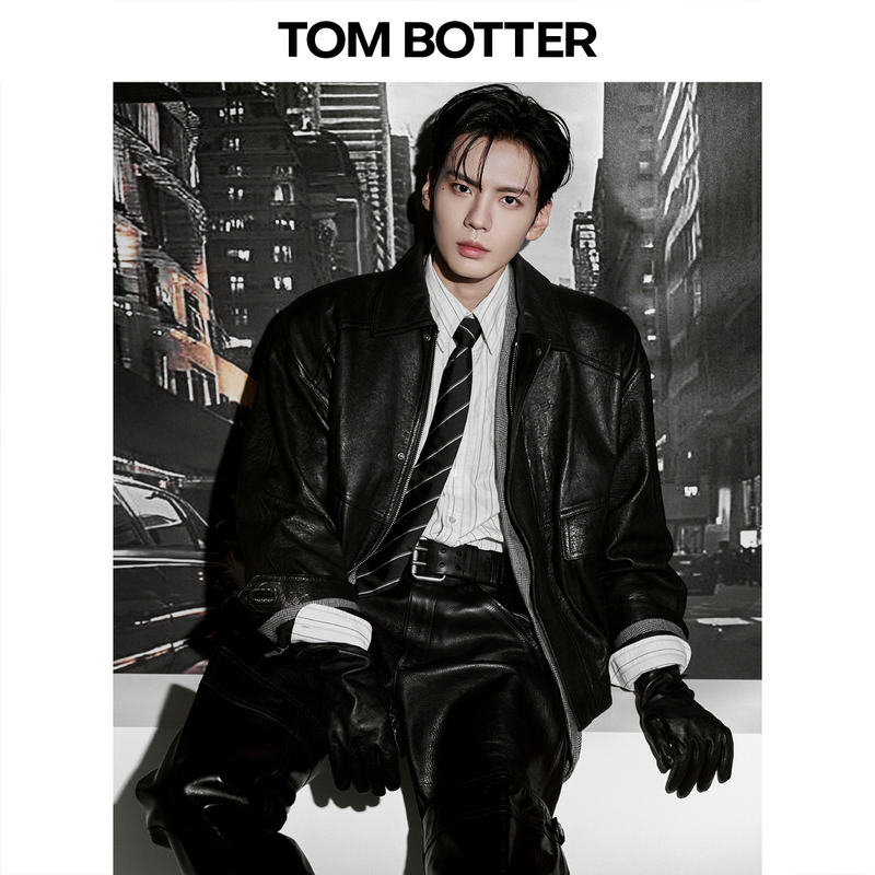 Tom Botter Bi Wenjun's Same Style New Zealand Imported Uncoated Sheepskin Jacket Men's Genuine Leather Jacket